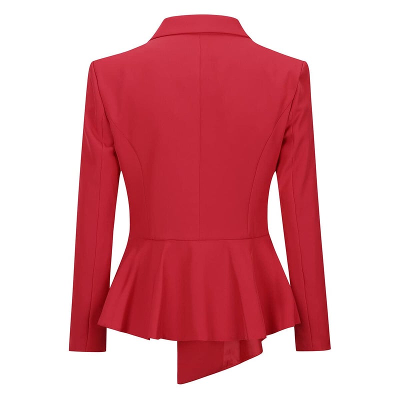 YUNCLOS Womens Suits 2 Piece Set Business Casual Double Breasted Blazer and Pantsuits for Work Office Red - Image 4